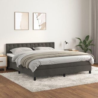 vidaXL Cama Box Spring Con Colch&oacute;n Terciopelo Gris Oscuro 180x200 Cm Vidaxl