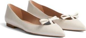 L.k. Bennett Lynne Mini Bow Pointed Toe Flat in Ecru at Nordstrom Rack, Size 11Us / 42Eu