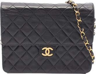Chanel 1996-1997 CC gewatteerde Single Flap crossbodytas van lamsleer - Zwart