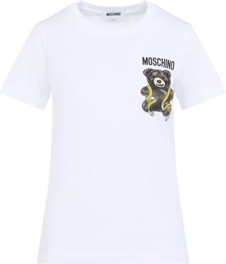 Moschino Tops, Dames, Wit, XL, Katoen, Mini Teddy Tee