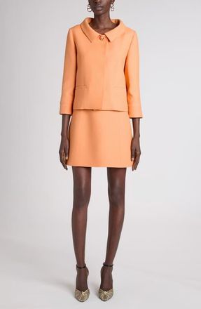 Valentino Garavani Wool & Silk Crepe Couture Jacket in Orange at Nordstrom, Size 42