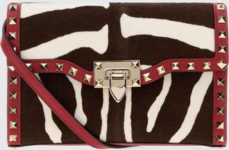 Valentino Garavani Borsa Rockstud in cavallino zebrato e pelle