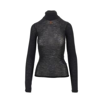 Versace Ribbed wool turtleneck top Woman 40