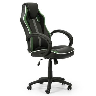 HOMN Sill&oacute;n de oficina elevable y reclinable piel sint&eacute;tica, negro/verde