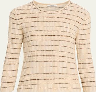 Vince Plaid Elbow-Sleeve Sweater