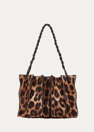 Ulla Johnson Adria Small Leopard-Print Haircalf Shoulder Bag