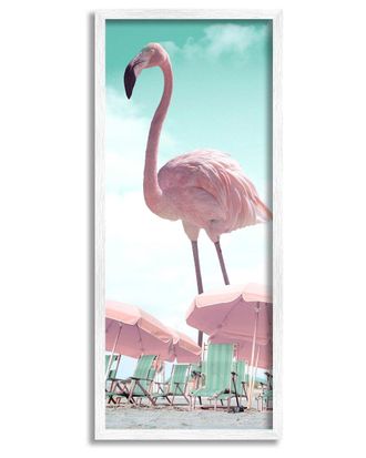 Stupell Industries Giant Flamingo Pastel Beach Scene Framed Giclee Wall Art By Ziwei Li