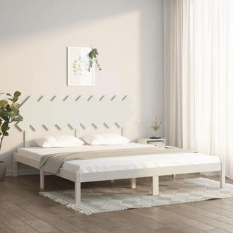 vidaXL Vidaxl - Estructura Cama De Madera Maciza Blanca Super King 180x200 Cm