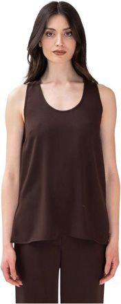 P.A.R.O.S.H. Panty 26 Top - Dames - Tops zonder mouwen - Bruin - L - Polyester - Tops