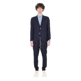 Eleventy Single Breasted Suits, male, Blue, Size: XL Summertime Suit