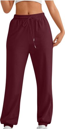 Generic Jogging Bottoms for Women Wide Leg Joggers Plain Baggy Fleece Cinch Bottom Straight Leg Jogger Plus Size Straight Leg Trousers for Women Ladies Fleece