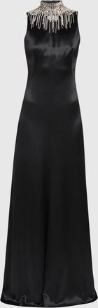 Alexander McQueen Chain Mail Turtleneck Satin Backless Evening Dress