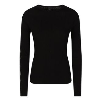 Pinko Copenaghen Ronde Hals Trui met Lange Mouwen - Dames - Ronde hals truien - Zwart - S - Truien & Vesten