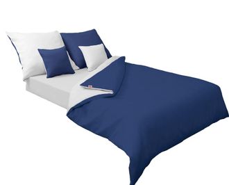OEM Ropa De Cama Raso Doble Cara 160x200 +2x70x80 Blanco/azul Marino Matex