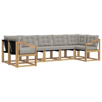 vidaXL Conjunto De Sof&aacute;s De Exterior 7 Pcs Blanco Y Gris Claro Vidaxl
