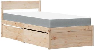 vidaXL Bed with Drawers and Mattress 100x200 cm Solid Wood Pine Vidaxl