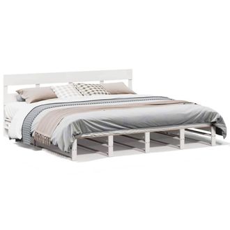 Berkfield Home Bed Frame without Mattress White 180x200 cm Super King Solid Wood Pine
