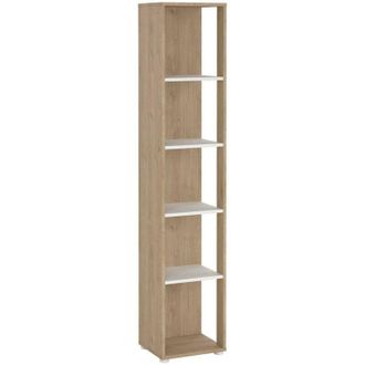 Dmora Dmora - Libreria Marguerite, Scaffale da ufficio, Mobile portalibri, Biblioteca, 41x34 h205 cm, Rovere e Bianco