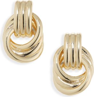 Nordstrom Rack Demi Fine Ridged Doorknocker Drop Earrings in Gold at Nordstrom Rack