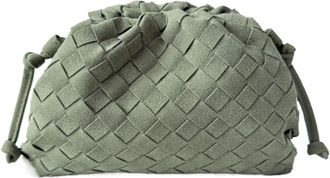 Generic Autumn Winter Handmade Woven Frosted Cloud Shape Fashion Single Shoulder Dumpling Bag Soft Leather Mobile Phone(Grey)