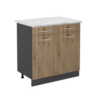 Vicco Mueble Bajo De Cocina R-line, Roble Artesanal, 80 Cm, Et M&aacute;rmol