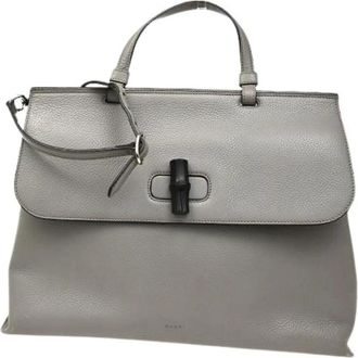 Gucci Pre-owned Handbags, female, Gray, Size: ONE SIZE Pre-owned Bamboo daily top handle bag