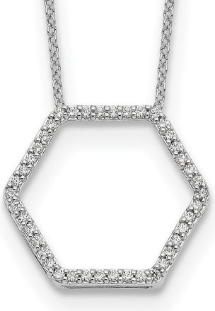 Diamond2Deal 14k Gold 1/4 Ct Lab Grown Diamond Hexagon Necklace 18 Clarity VS, Color D-E