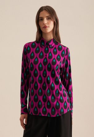 Seidensticker Hemdbluse SEIDENSTICKER Schwarze Rose, Damen, Gr. XXL44, pink, 97% Viskose, 3% Elasthan, gemustert, regular fit, ohne Ausschnitt, Blusen Hemdbluse, La