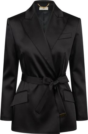 Elisabetta Franchi Stretch Satin Jas - Dames - Blazers - Zwart - L - Leer - Jassen