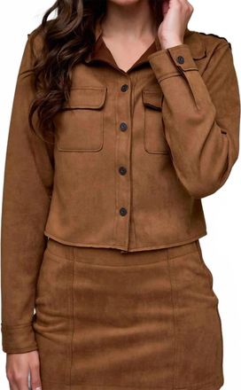 Hidden Jeans Abbey Suede Button-Up In Caramel