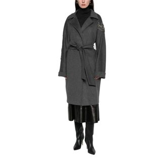 Blugirl Jassen, Dames, Grijs, S, Wol, Wollen Jas met Ceintuur