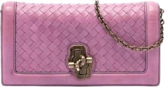 Bottega Veneta Pre-owned Olimpia Knot Shoulder Bag - Dames - Vintage Clutch - Roze - ONE Size - Leer - Vintage