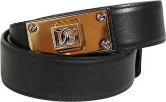 Dolce & Gabbana Zwart Leren Classic Metalen Logo Gespriemier