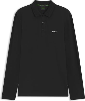 HUGO BOSS Mens Hbg Plisy Long Sleeve Polo in Black 009 - Size 2XL