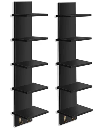 Sorbus 5-Tier Wall Shelf Unit With Hooks