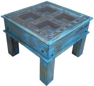 Wanderlust Deco Mesa De Centro De Madera Artesanal 57x57x45h Cm