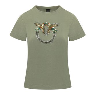 Pinko T-Shirts, female, Green, Size: XS Quentin T-shirt