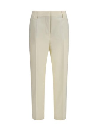 Versace Off White Tailored Flat Front Pant