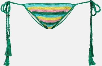 Anna Kosturova Slip bikini in crochet di cotone a righe