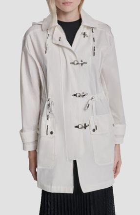 DKNY Fire Clasp Hooded Jacket in Ivory at Nordstrom, Size X-Small