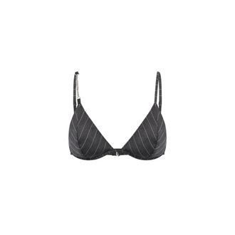 Dondup Pinstripe Triangle Bra - female - Dondup - Bras - Gray - S - Underwear