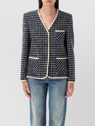 Valentino Garavani boucle wool blend jacket with contrast trim