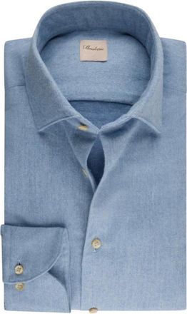 Stenströms Overhemden, Heren, Blauw, 2Xl, Katoen, Slim Fit Flanellen Overhemd