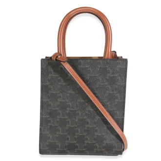 Celine Mens Brown Triomphe Canvas Mini Vertical Cabas Handbag Bag