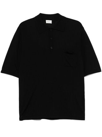 Saint Laurent Mens Logo Embroidered Polo Shirt - Black Wool - Size X-Large