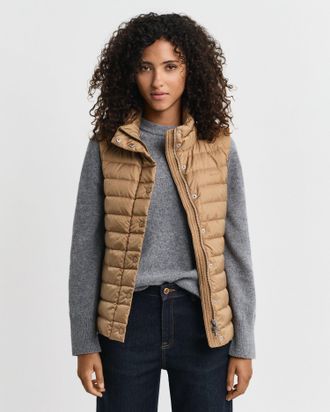 GANT Women Light Down Vest (XXL) WARM KHAKI
