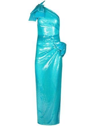 Nina Ricci sequinned asymmetric gown - women - Polyester/Polyamide/Elastane - 40 - Blue