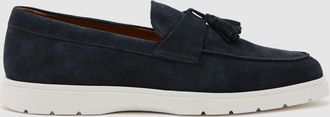 Reiss Dark Navy Suede Tassel Loafers, 645