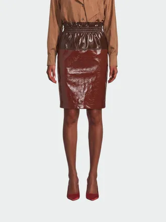 Saint Laurent Gonna mini in cotone spalmato