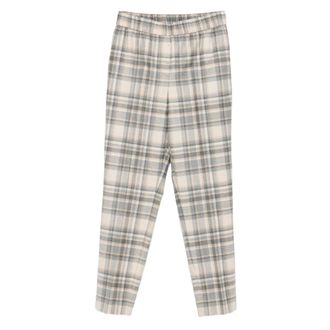PESERICO Beige Geruite Elastische Taillebroek - Dames - Broeken - Veelkleurig - XL - Broeken